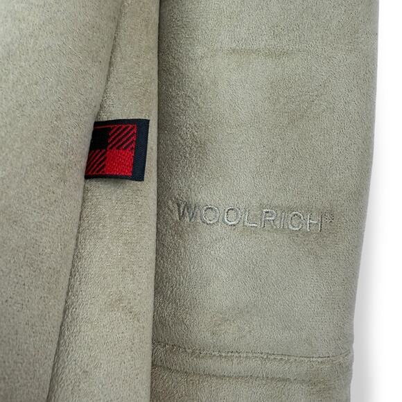 WOOLRICH khaki faux suede shearling winter coat - Picture 6 of 16
